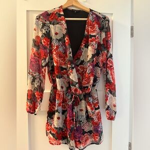 Floral Print Long Sleeve Romper
